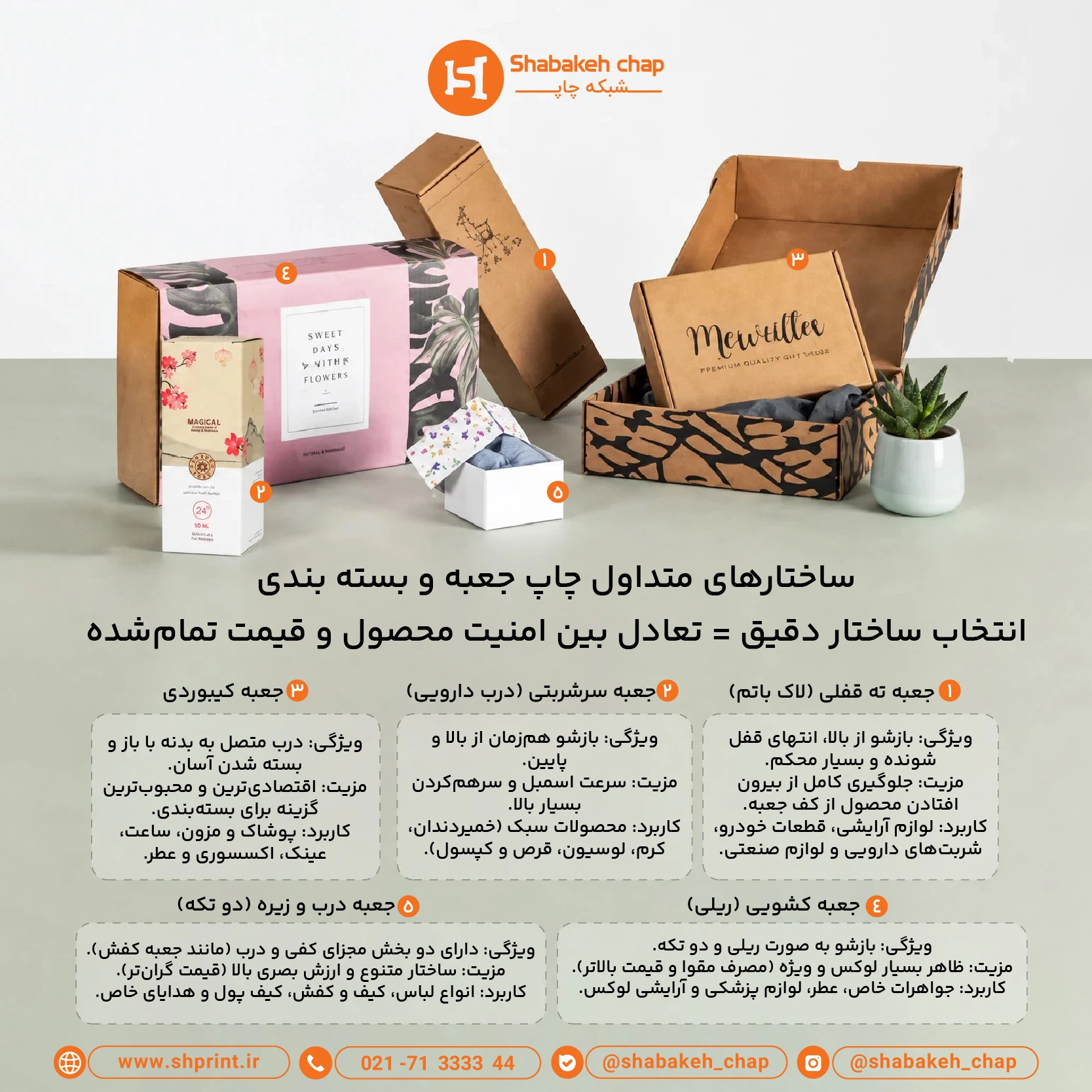 انواع ساختار و مدل جعبه و پکیجینگ